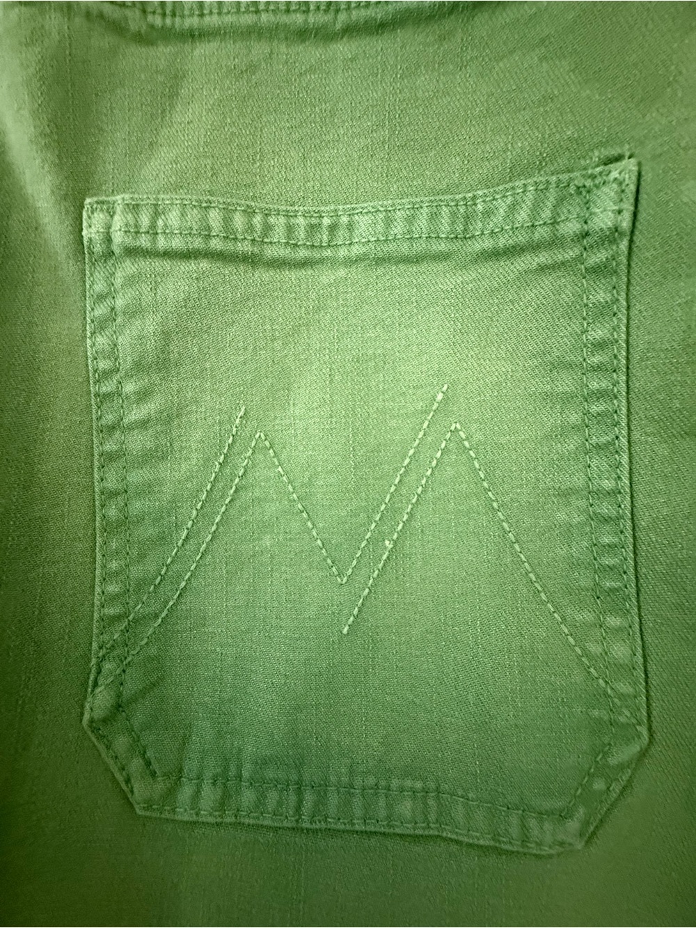 MOTHER Khaki Green Gathered Ankle Utility Jeans - Picture 2 of 6